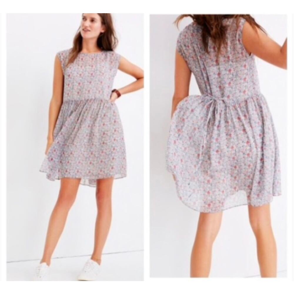 🌟MADEWELL Sz M Sharon Tie-Back Minidress in "Shadow Petal" Floral Print